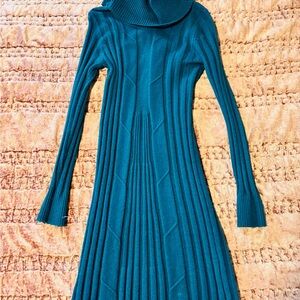 Teal Ribbed Knit Dress